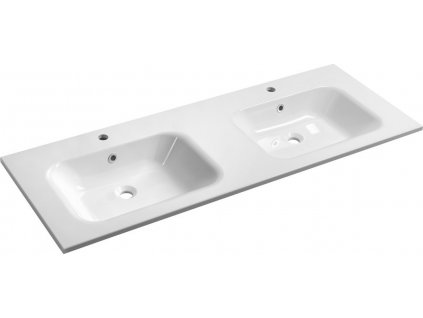 SAPHO ZÁPUSTNÉ DVOJUMYVADLO ARECA Z LITÉHO MRAMORU 141X51,5 CM | BÍLÉ