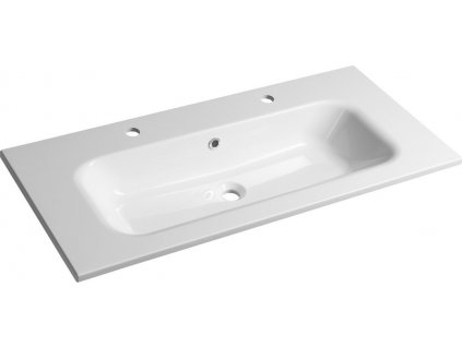 SAPHO ZÁPUSTNÉ UMYVADLO SIDRA Z LITÉHO MRAMORU 101X46 CM, 2 OTVORY PRO BATERII | BÍLÉ