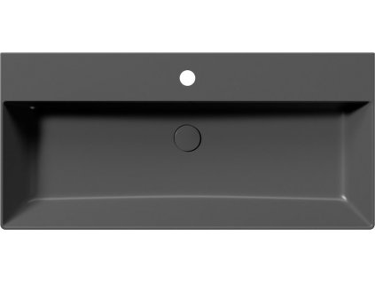 GSI KERAMICKÉ UMYVADLO KUBE X - 100X47 CM, BROUŠENÁ SPODNÍ HRANA | ČERNÉ MATNÉ