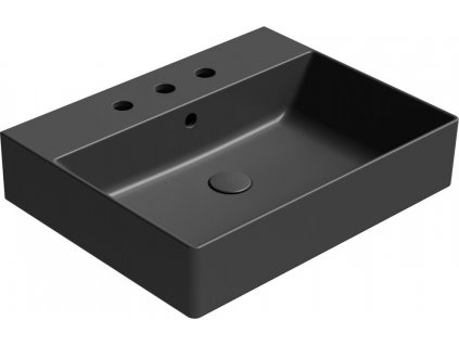 GSI KERAMICKÉ UMYVADLO KUBE X SE 3 OTVORY - 60X47 CM | ČERNÉ MATNÉ