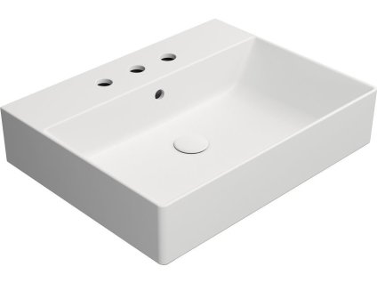GSI KERAMICKÉ UMYVADLO KUBE X SE 3 OTVORY - 60X47 CM | BÍLÉ MATNÉ