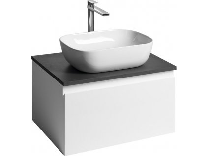 AQUALINE KOUPELNOVÁ SKŘÍŇKA ALTAIR II S DESKOU POD UMYVADLO ALTAIR - 62,5 CM | BÍLÁ SKŘÍŇKA, ANTRACITOVÁ DESKA S DEKOREM BŘIDLICE