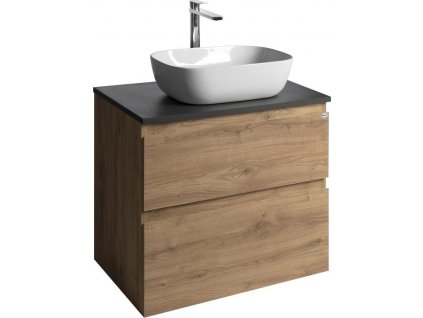 AQUALINE KOUPELNOVÁ SKŘÍŇKA ALTAIR II S DESKOU POD UMYVADLO ALTAIR - 68 CM | SKŘÍŇKA DUB EMPORIO, ANTRACITOVÁ DESKA S DEKOREM BŘIDLICE