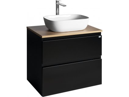 AQUALINE KOUPELNOVÁ SKŘÍŇKA ALTAIR II S DESKOU POD UMYVADLO ALTAIR - 68 CM | ČERNÁ MATNÁ SKŘÍŇKA, DESKA S DEKOREM DUB EMPORIO