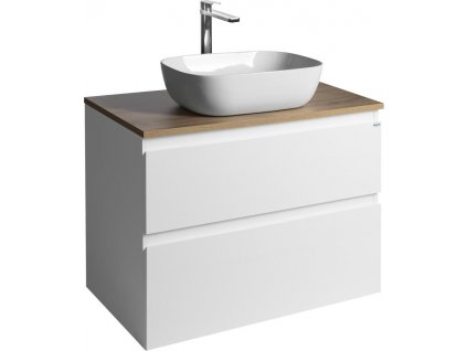 AQUALINE KOUPELNOVÁ SKŘÍŇKA ALTAIR II S DESKOU POD UMYVADLO ALTAIR - 78,5 CM | BÍLÁ SKŘÍŇKA, DESKA S DEKOREM DUB EMPORIO