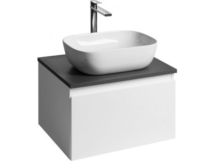 AQUALINE KOUPELNOVÁ SKŘÍŇKA ALTAIR II S DESKOU POD UMYVADLO ALTAIR - 58 CM | BÍLÁ SKŘÍŇKA, ANTRACITOVÁ DESKA S DEKOREM BŘIDLICE
