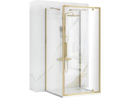 REA NÁSTĚNNÝ SPRCHOVÝ KOUT RAPID SWING | BROUŠENÉ ZLATO (Varianta Dveře: 90 cm x Sprchová zástěna: 80 cm)