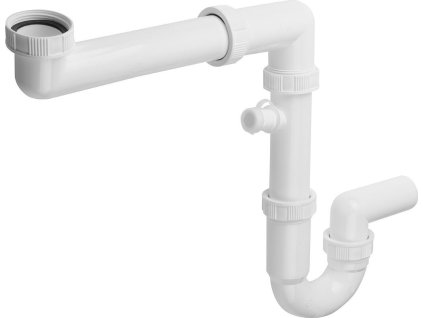 BRUCKNER DŘEZOVÝ SIFON ŠETŘÍCÍ MÍSTO S ODBOČKOU 6/4", DN40 | BÍLÝ