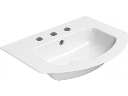 GSI OBLÉ KERAMICKÉ UMYVADLO PURA SLIM SE 3 OTVORY - 62X48 CM | BÍLÉ LESKLÉ