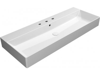 GSI KERAMICKÉ UMYVADLO KUBE X - 120X47 CM, 3 OTVORY | BÍLÉ LESKLÉ