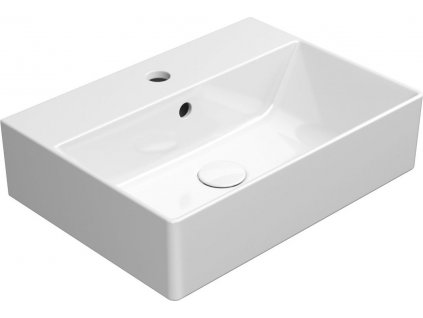 GSI KERAMICKÉ UMYVADLO KUBE X - 50X37 CM, BROUŠENÁ SPODNÍ HRANA | BÍLÉ LESKLÉ