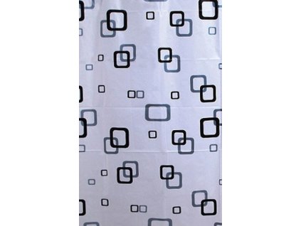 AQUALINE VINYLOVÝ SPRCHOVÝ ZÁVĚS 180X180 CM | BÍLÝ S MODRO-ČERNÝM VZOREM