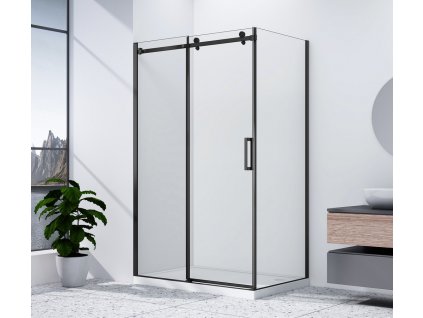 GELCO OBDÉLNÍKOVÝ SPRCHOVÝ KOUT DRAGON 150X80 CM, L/P VARIANTA | ČIRÉ SKLO, ČERNÉ PROFILY