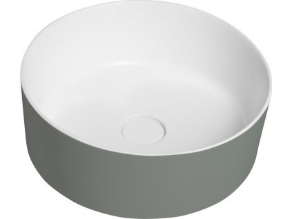 SAPHOSAPHO KULATÉ UMYVADLO NA DESKU THIN - PRŮMĚR 38 CM | BÍLO-ZELENÉ