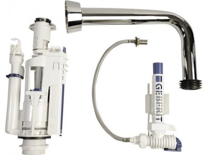 GSI SPLACHOVACÍ MECHANISMUS K NÍZKÉ WC NÁDRŽCE CLASSIC, VČETNĚ TRUBKY K NÁDRŽCE | CHROMOVÁ TRUBKA