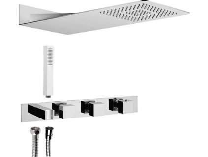 SAPHO PODOMÍTKOVÝ SPRCHOVÝ SET S TERMOSTATICKOU BATERIÍ A DRŽÁKEM RUČNÍ SPRCHY, 2 VÝSTUPY | CHROMOVÝ