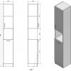 AQUALINE VYSOKÁ KOUPELNOVÁ SKŘÍŇKA SIMPLEX ECO S KOŠEM NA PRÁDLO 30X180X30 CM | BÍLÁ
