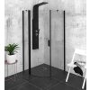 POLYSAN ČTVRTKRUHOVÝ SPRCHOVÝ KOUT ZOOM LINE BLACK 90X90 CM | ČIRÉ SKLO/MATNĚ ČERNÉ PROFILY, LEVÁ