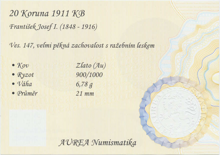 Certifikát pro zlatý dukát