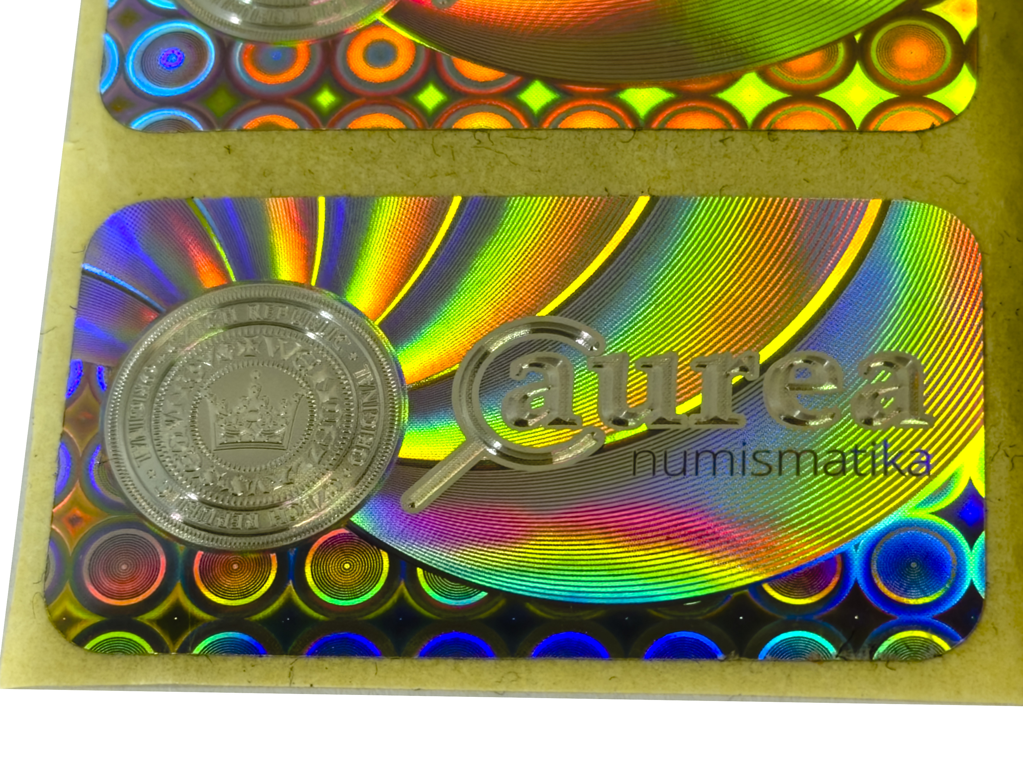 Detail holografické samolepky