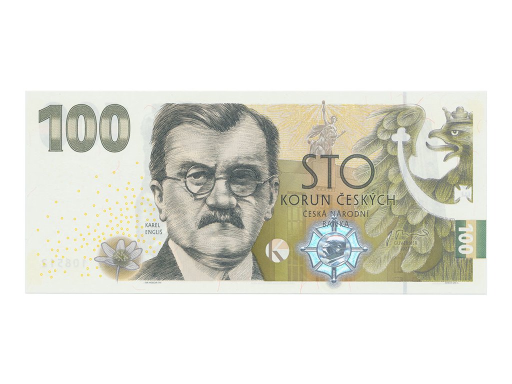 100 Koruna 2022 - Pamětní bankovka ke 100. výročí budování čs. měny - Karel Engliš, serie EQ07