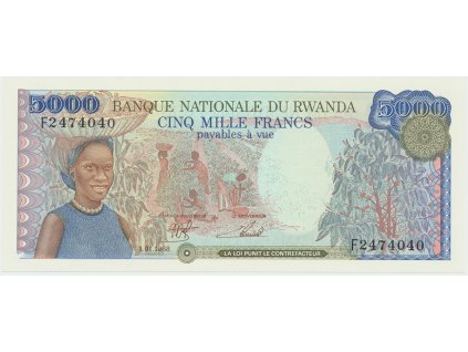 Rwanda, 5000 Francs 1988, P.22