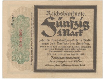 11664 nemecko 50 mark 1918 trauerschein ro 56c