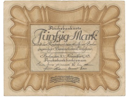 Německo, 50 Mark 1918, "EIERSCHEIN", Ro.57b
