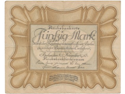 Německo, 50 Mark 1918, "EIERSCHEIN", Ro.57a