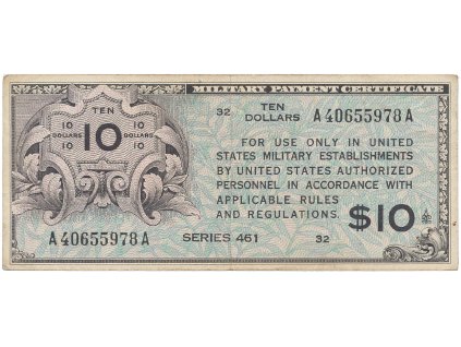 12198 12198 12198 usa vojenske vydani mpc 10 dollars 1946 p m7