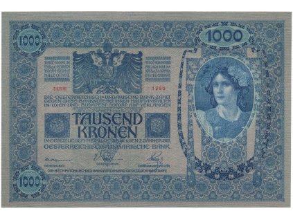 Rakousko - Uhersko, 1000 Koruna 1902, podtisk šedozelený, bez přetisku, Hej.RU5a