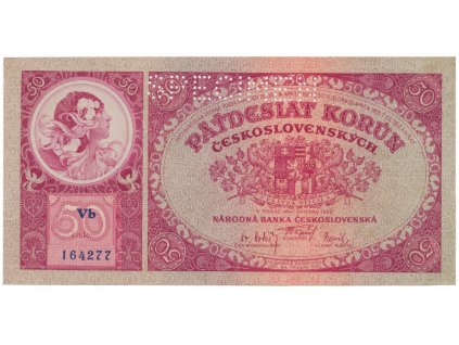 Československo, 50 Koruna 1929, tisk TB NBČS, perf. 1x SPECIMEN, Hej.24b.S1