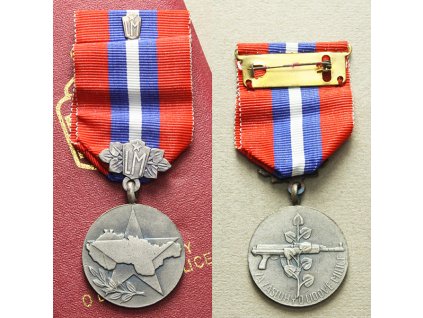 Vyznamenání Za zásluhy o Lidové milice, I. třída, VM.54-I, dvě stužky s miniaturou, p