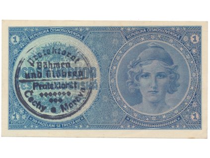 13368 13368 protektorat cechy a morava 1 koruna b d 1938 1940 rucni razitko hej 28a