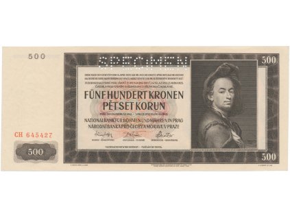 13440 13440 protektorat cechy a morava 500 koruna 1942 i vydani perf 1x specimen hej 35a s1