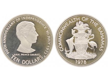 Bahamy, 10 Dollars 1978 - 5. výročí nezávislosti