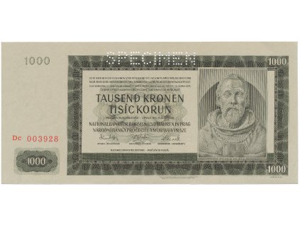 13485 13485 protektorat cechy a morava 1000 koruna 1942 ii iii vydani perf 1x specimen hej 39b s1