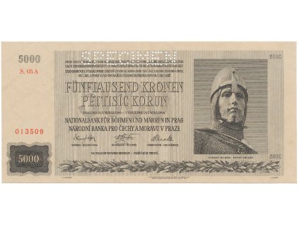 13509 13509 protektorat cechy a morava 5000 koruna 1944 perf 1x specimen hej 41a s1