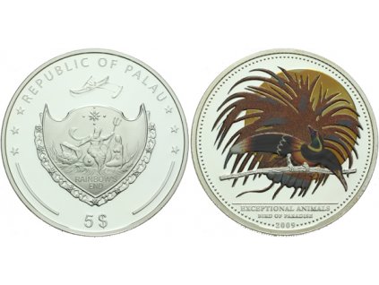 13629 palau 5 dollars 2009 exceptional animals pav