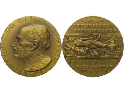 AE Medaile 1948 - Česká akademie věd a umění, etue, Br 70 mm (145 g)