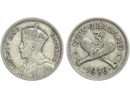 14970 novy zeland 3 pence 1936