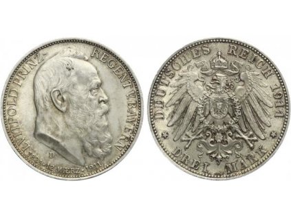 15324 bavorsko 3 marka 1911 d 90 vyroci narozeni