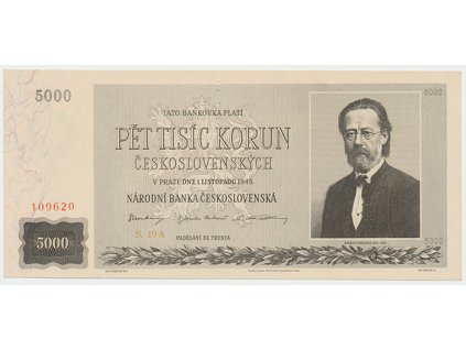 17379 ceskoslovensko 5000 koruna 1945 perforace 3 md svisle hej 80a s1