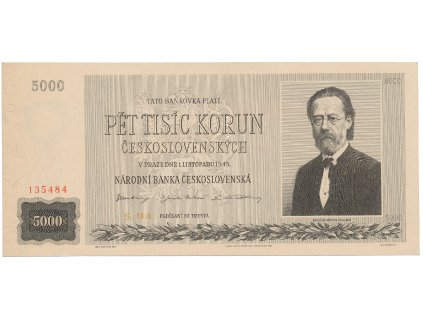 17382 ceskoslovensko 5000 koruna 1945 perforace 3 md svisle hej 80a s1