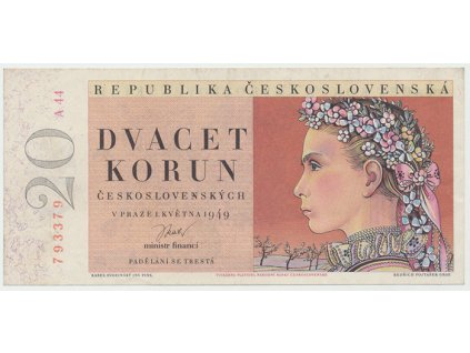 17421 17421 ceskoslovensko 20 koruna 1949 i vydani hej 84a