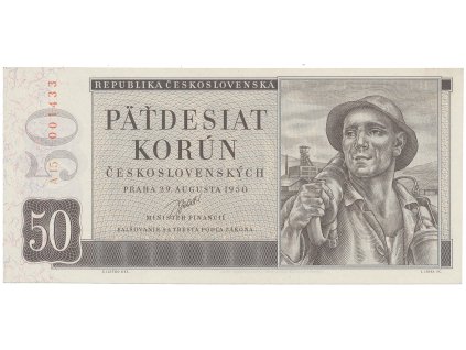 Československo, 50 Koruna 1950, I. vydání, Hej.87a