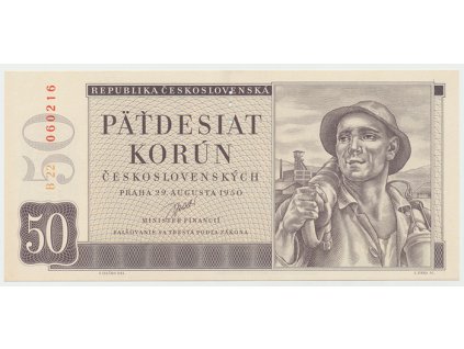 17454 ceskoslovensko 50 koruna 1950 ii vydani perf 3 md svisle hej 88a s1