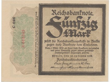 18456 18456 18456 nemecko 50 mark 1918 trauerschein ro 56a