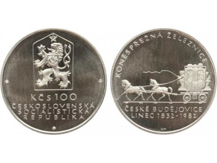 18858 100 kcs 1982 konesprezna zeleznice ceske budejovice linec proof