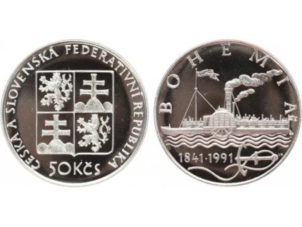 50 Kčs 1991 - Parník Bohemia, PROOF